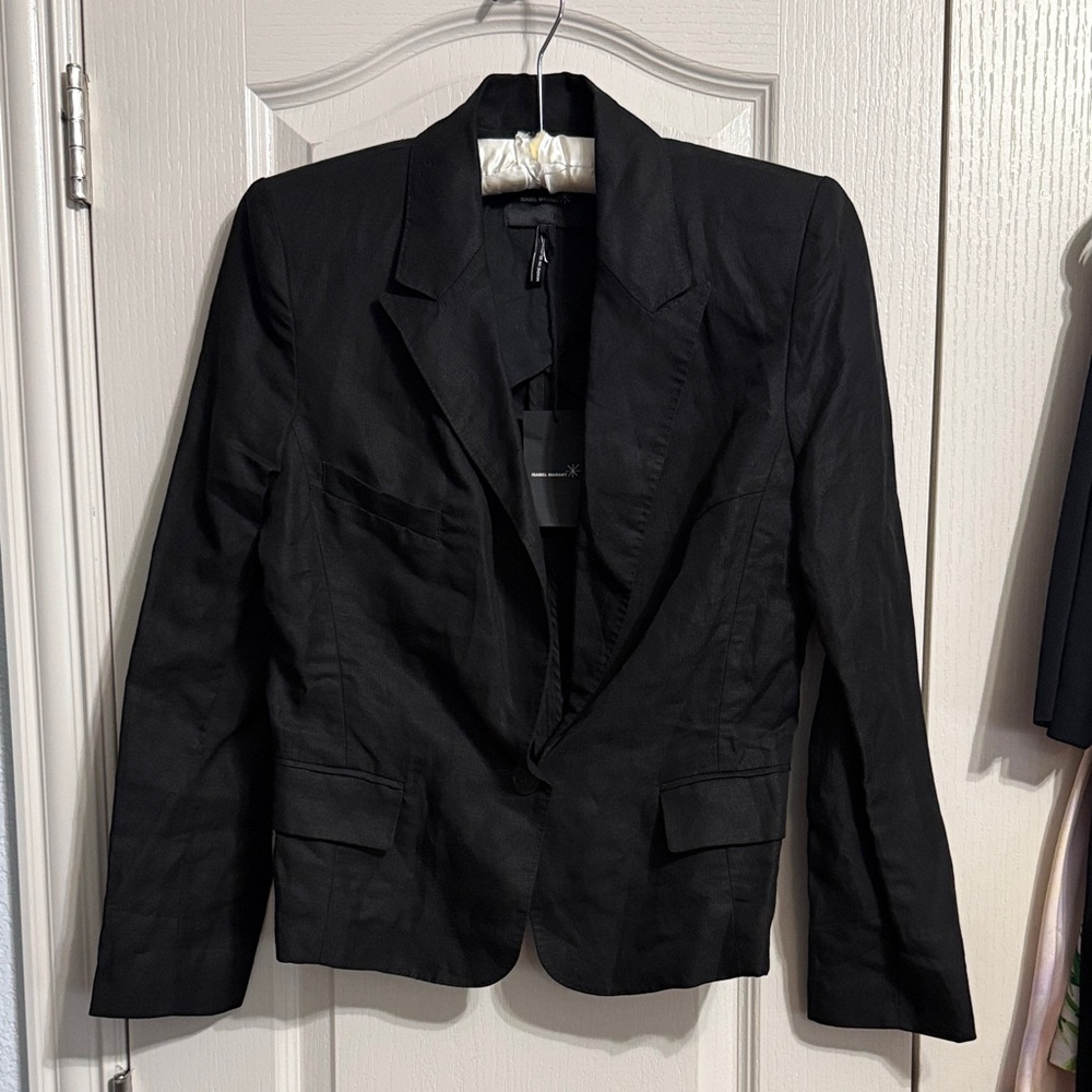 💙💖 Isabel Marant Black Linen Blend Blazer‎ Minimalist Old Money Quiet Luxury - Picture 2 of 8